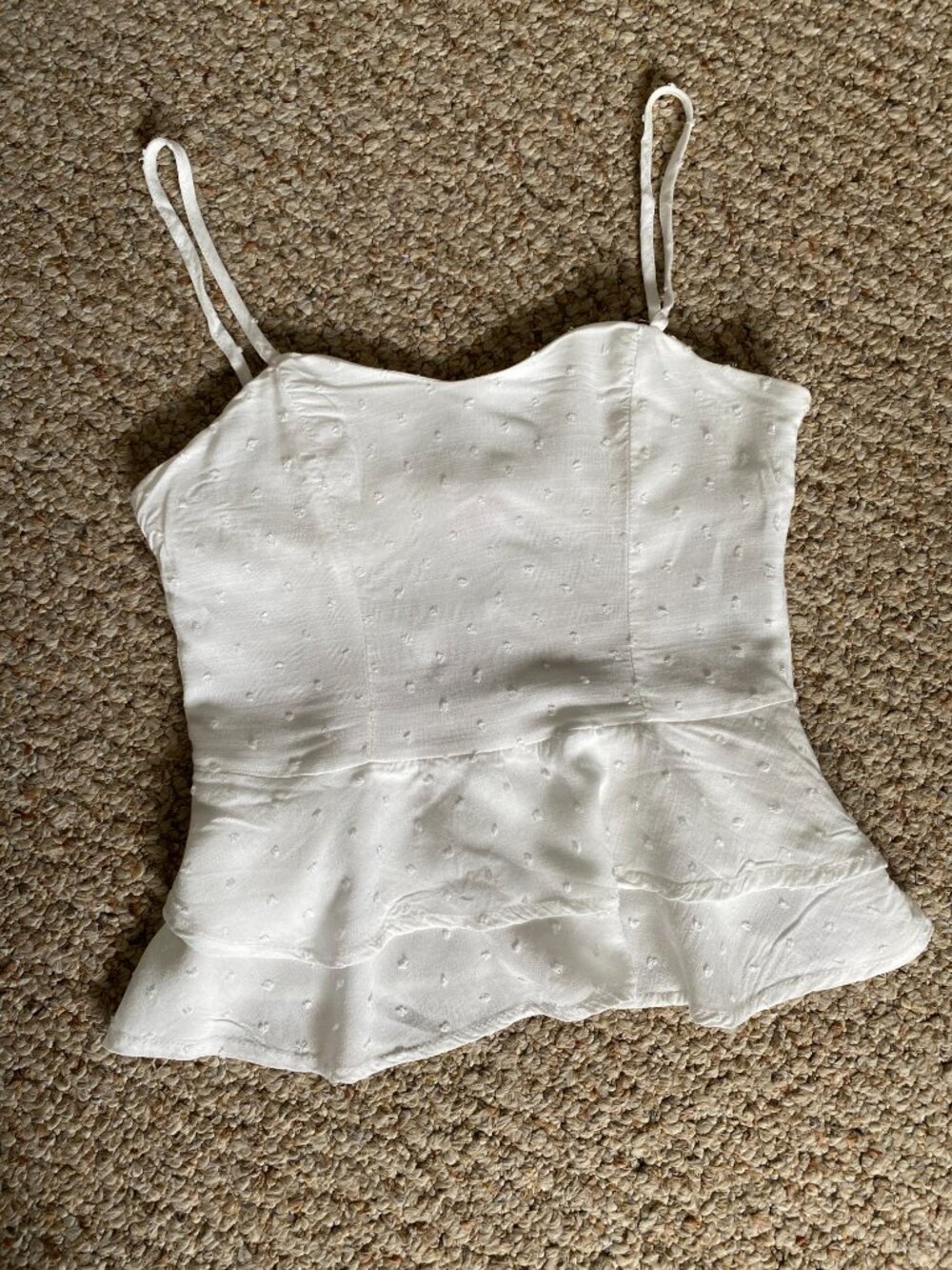 Guess White Eyelet Peplum Camisole